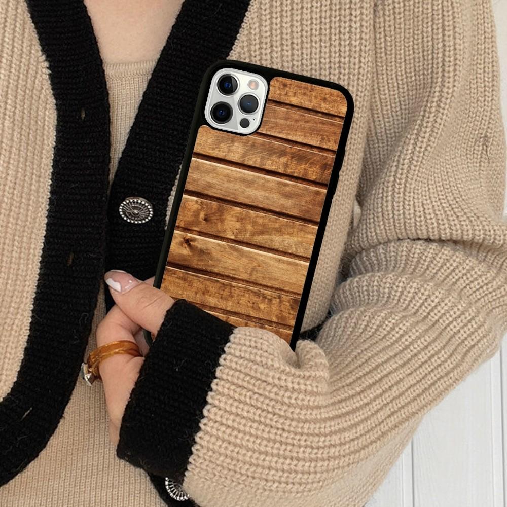 Wood Grain Phone Case Silicone PC+TPU For For iPhone  11 12 13 14 15 16 Plus Pro Max Cover