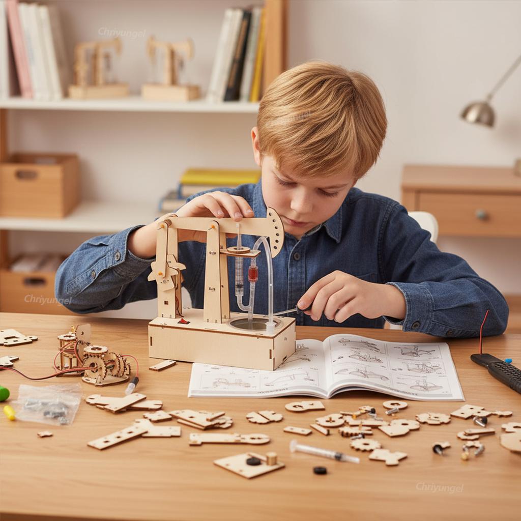 Jouets Stem pour Enfants Kit de Modèle d'Unité de Pompage Bricolage Expérience de Physique Pompe à Eau Scolaire Projet de Construction Éducatif Cadeau