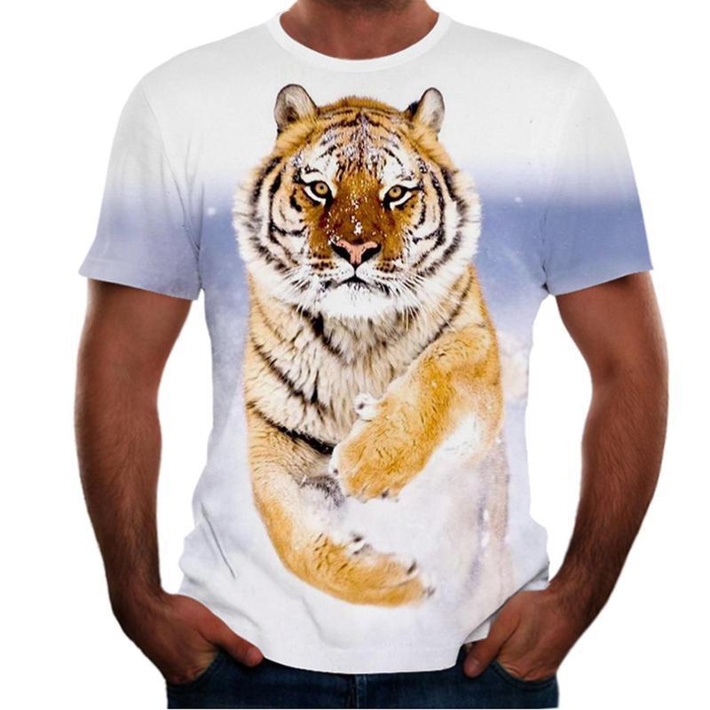 Animal Tiger 3D T-shirt Men's Lion Short Sleeved Men's Quick Drying T-shirt
