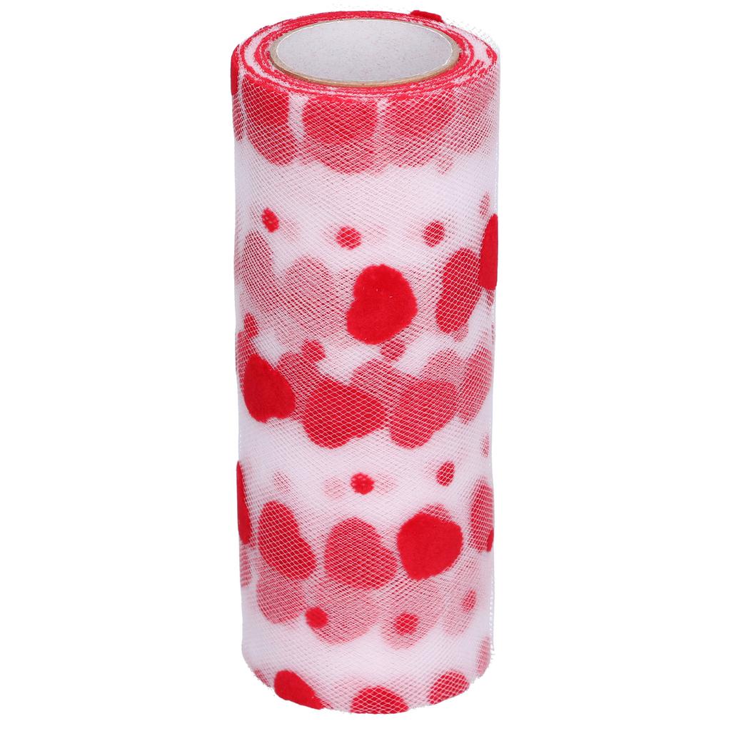 Tulle Rolls 10 Yards Red Heart Shaped Pattern Packaging Ribbon DIY Cutting Romantic Craft