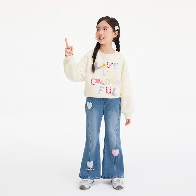 Girls' Heart-Pattern Flare Denim Jeans