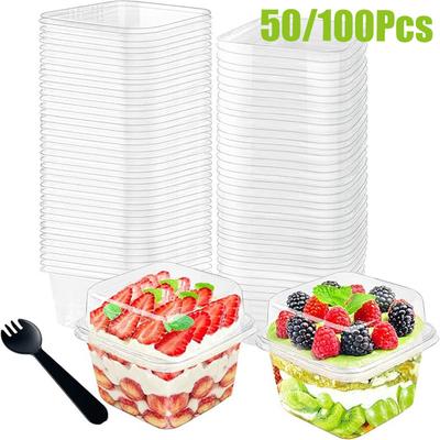 Plastic Dessert Cups with Lids Yogurt Parfait/Appetizer Cup for Party Mini Dessert Cups Dessert Pudding Fruit and Ice Cream Cups
