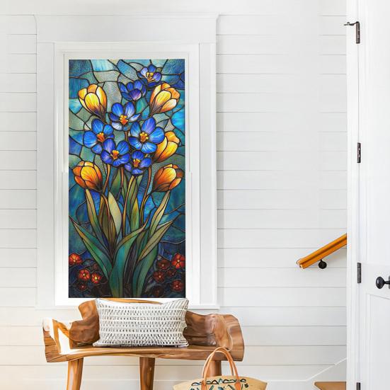Vintage Geometrische Fenster Sichtschutzfolie Wasserdicht Wiederverwendbar UV Sonnenschutz Glasaufkleber Abdeckung Dekorativ Mattiert Buntglas Statisch Haftend