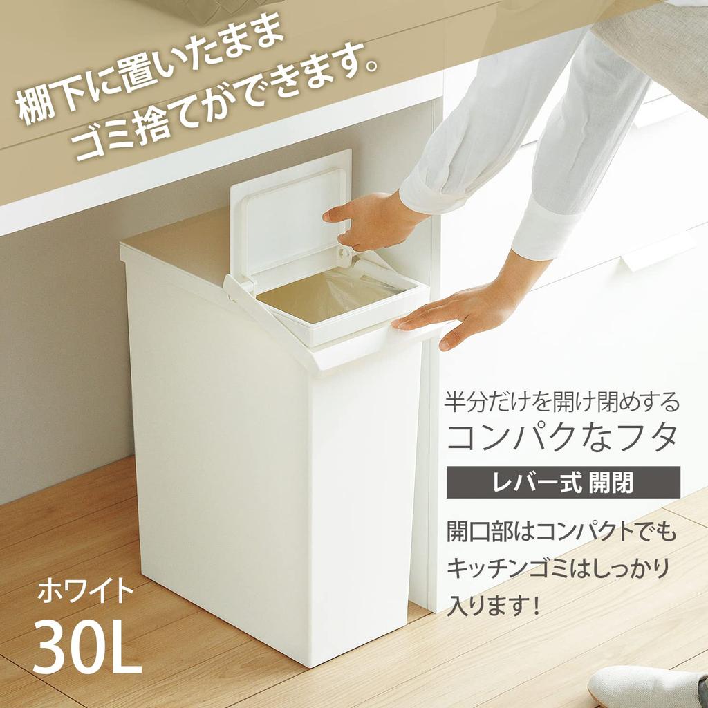 Squirrel Trash Can TOSTE Lever Open 30L White Made In Japan 174738