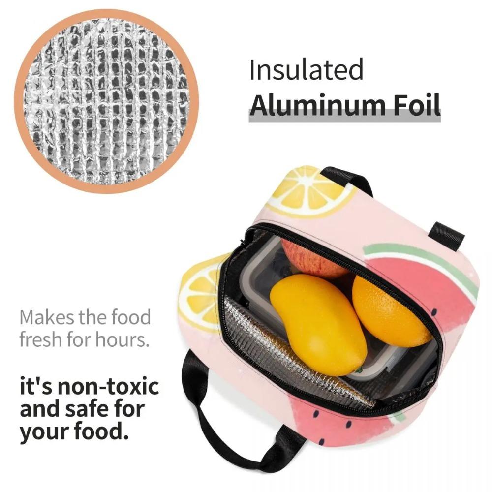Watermelon And Lemon Pattern Insulated Lunch Bag for Women Office Cooler Thermal Food Box Tote Portable Lunch Boxes Container