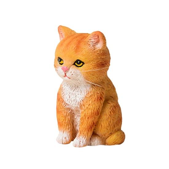 Cat Ornament Resin Statue Handmade Realistic Cat Figurine Home Office Desktop Living Room Decoration