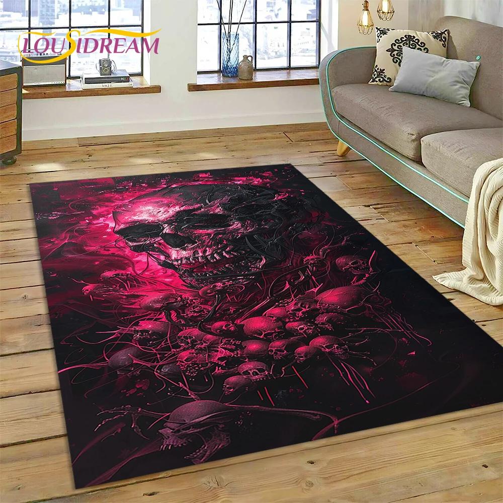 Style Gothic Horror Character Skull Ghost Spirit Carpet Rug for Bedroom Living Room Home Sofa Decoration, Decor Floor Mat