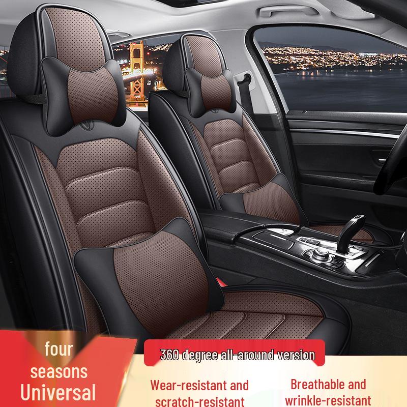Four Seasons Leather Seat Cushion for Livina, Sylphy, Tiida, Qashqai, Sunny, Teana - Five-Seat Full Coverage Car Seat Cover