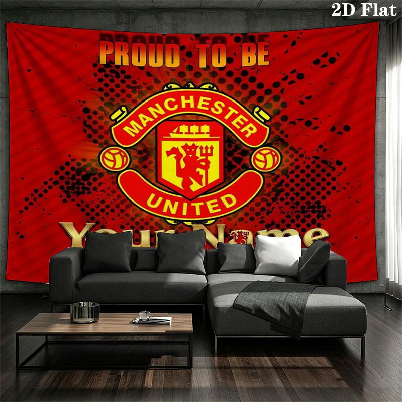 Manchester United F Custom Name Wall Tapestry Aesthetic Wall Hanging Printed Fabric Blanket Decorative Tapestries for Bedroom Living Room Home Decor