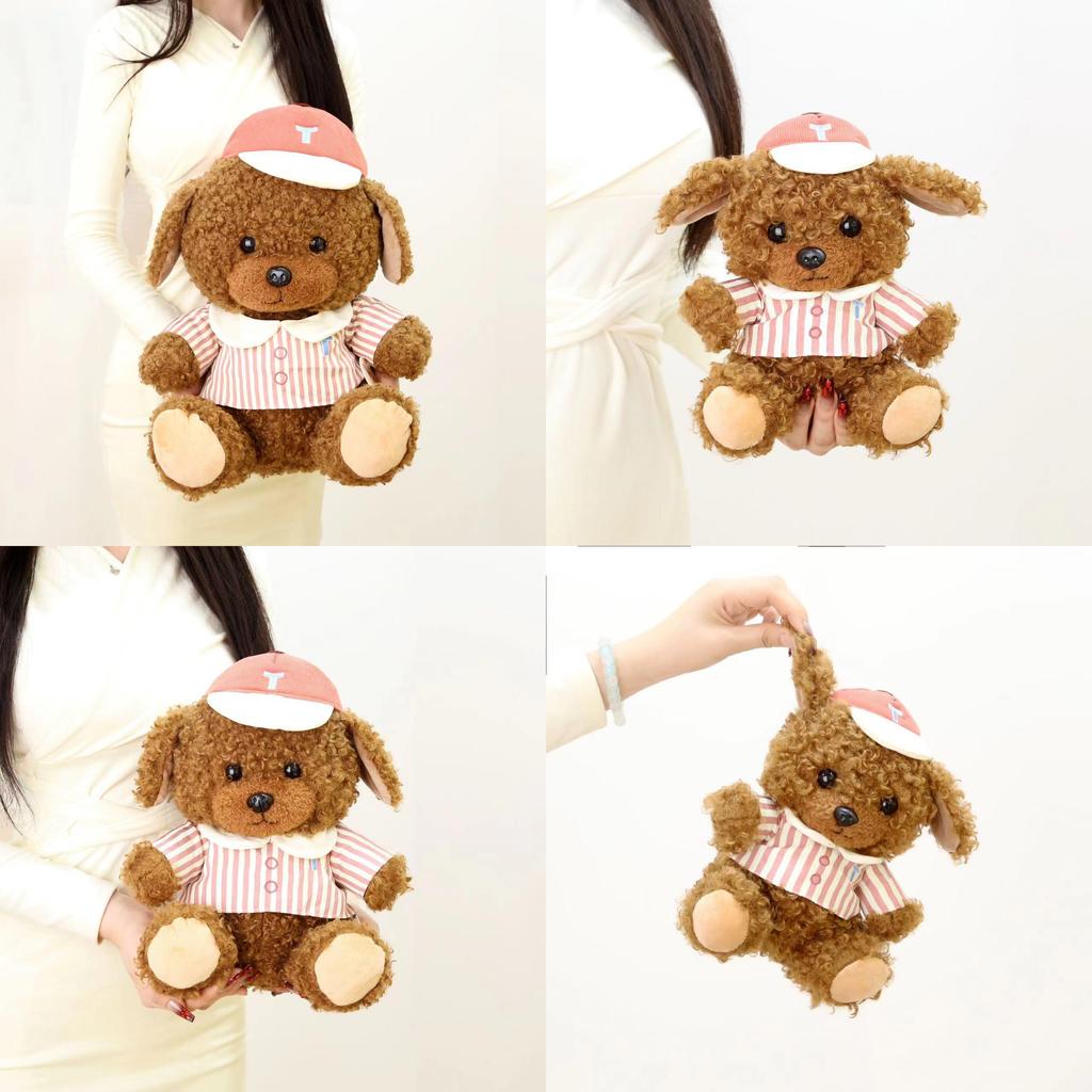 Cute Teddy Dog Plush Toy Sitting Baseball Design Pp Cotton Stuffed Animal Gift For Kids