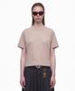 PRINOAR Semi-Crop Short Sleeve T-Shirt - Ginger Beige