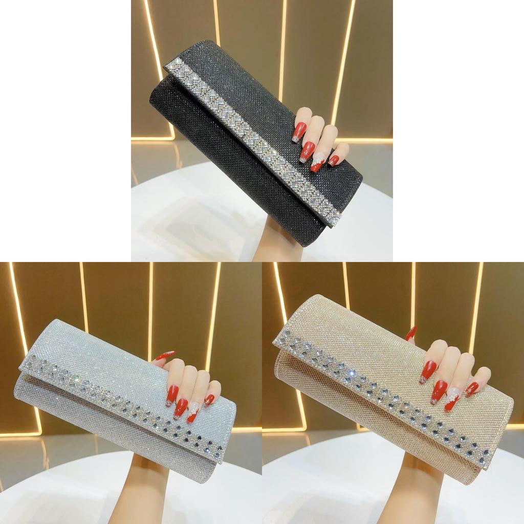 Fashion Glitter Clutch Bag With Rhinestone Embellishments For Evening Weddings And Formal Events