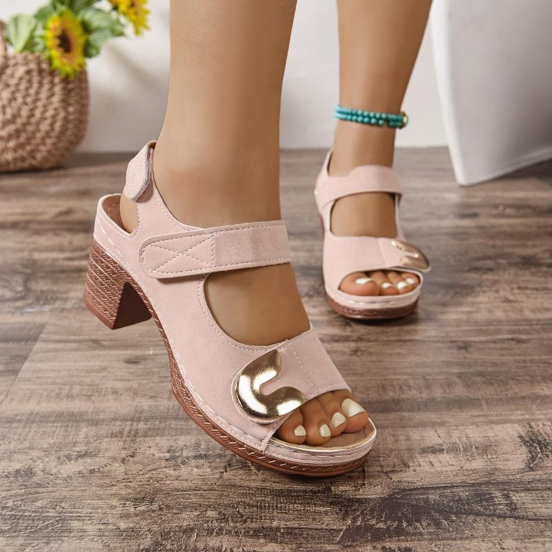Women’s Buckle Strap Block Heel Open-Toe Sandals Comfortable Summer Shoes