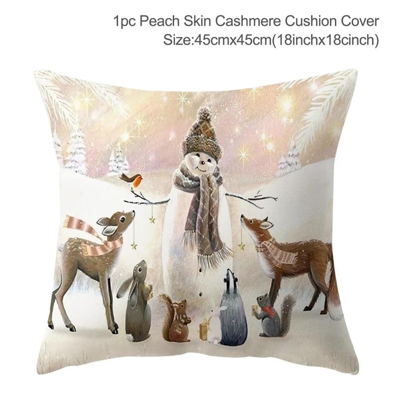 Santa Claus Christmas Tree Snow Scene Snowman Animal Deer Rabbit Bird Fox Sofa Seat Bedroom Car Office Decoration Pillowcase