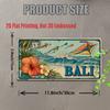 Printing, , Vintage Metal License Plate, Outdoor Wall Art , BALI Aluminum Sign with Tropical Surf and Kite Scene, Great for H