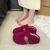 One pedal fluffy shoes women wear 2025 new Korean version gentle fairy wind Doudou shoes women winter velvet cotton drag