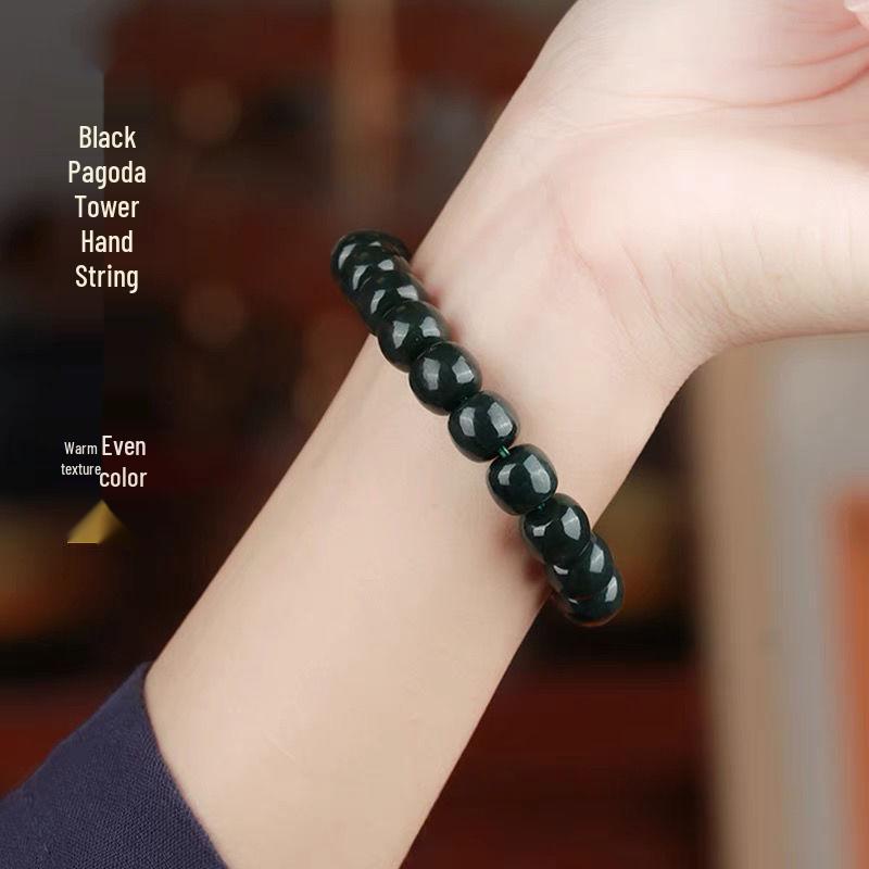 First Grade Xinjiang Hetian Jade Qingyu Bracelet: Handmade Beaded Ancient Style for Men and Women