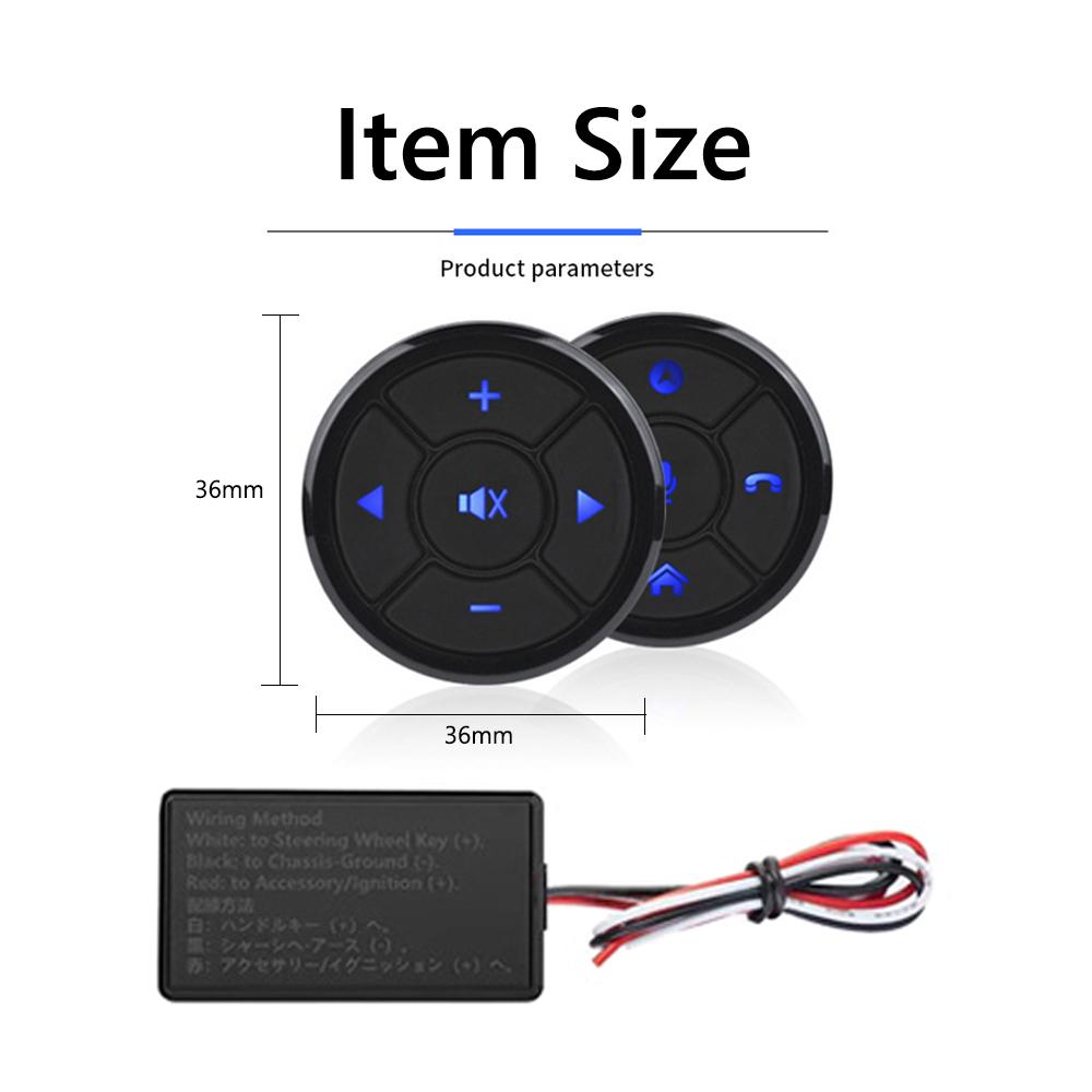 Car Multifunctional Steering Wheel Controller Wireless Steering Wheel Control Remote Button with 2 Round Controller