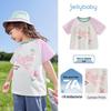 JELLYBABY Kids' Cartoon Print Color-Block Raglan Short Sleeve T-Shirt