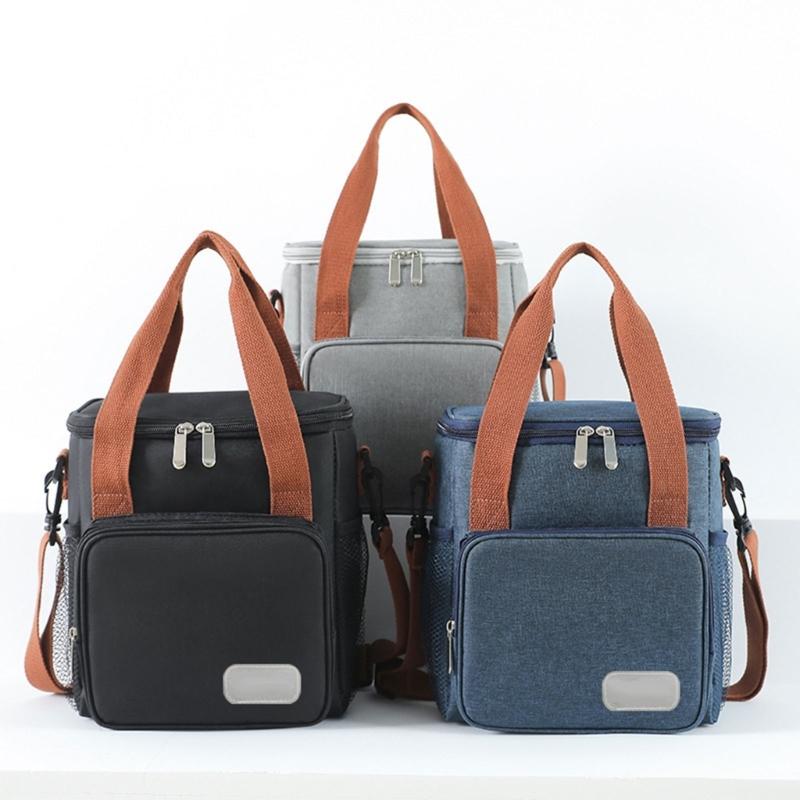 Insulated Food Container with Shoulder Belt Waterproof Lunch Storage Bag Large Capacity Multiple Pockets Box for Meal