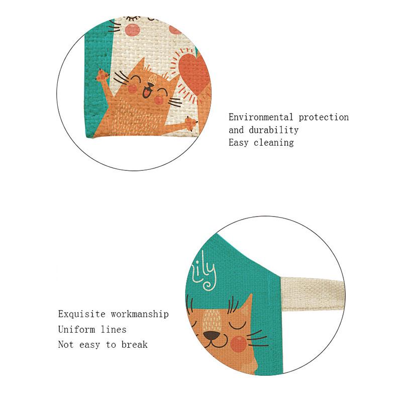 Cute Cat Women Character Waterproof Kitchen Cleaning Restaurant Bib Chef Cotton Linen Cooking Aprons