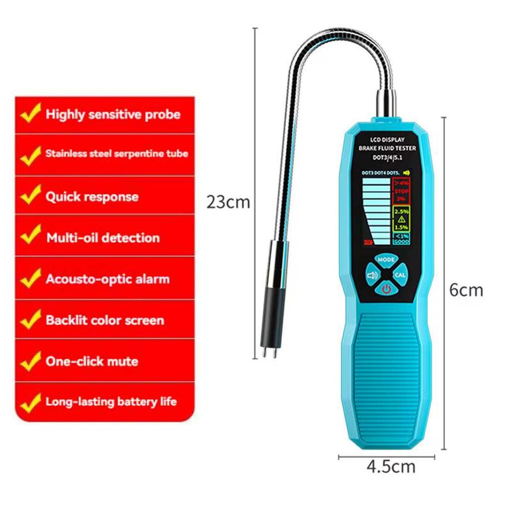 Automobile Brake Fluid Tester, Auto Oil Moisture Water Content Detector for Auto DOT3 DOT4 DOT5.1