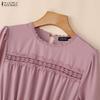 ZANZEA Women Elegant Round Neck Summer Casual Short Sleeve Long Dress