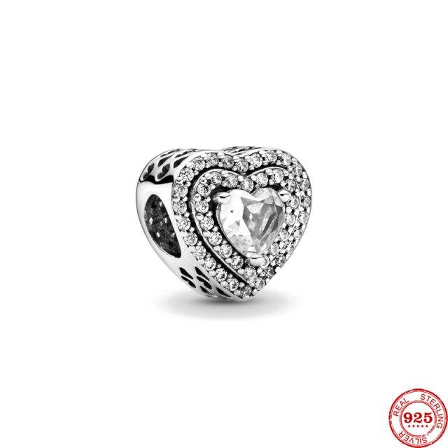 

Новое серебряное сердце с белыми бусинами, подходящее для европейской моды, браслеты с подвесками, ювелирные изделия своими руками P478