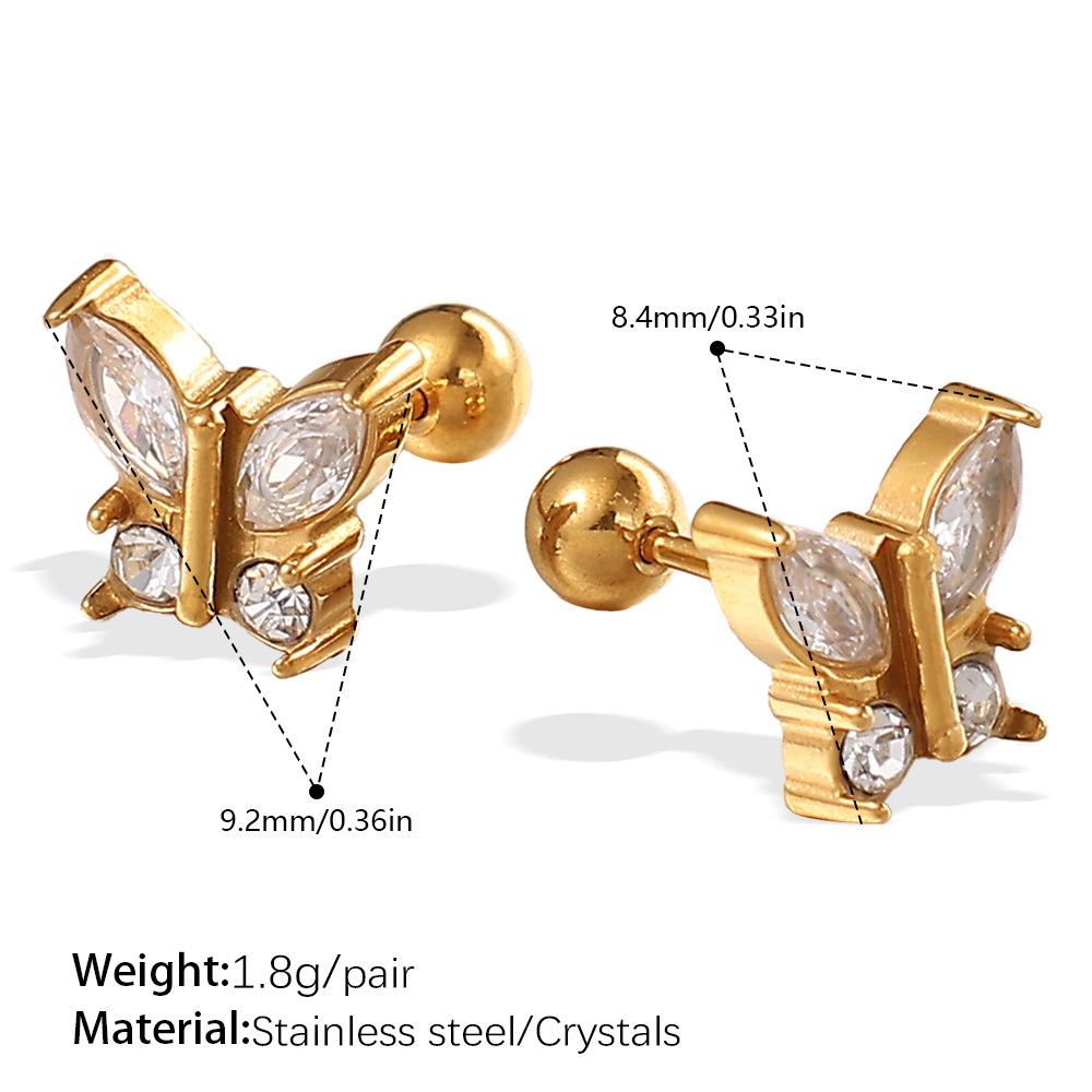 Temperament Versatile Stainless Steel Butterfly Dragonfly Gold Plated Earrings Premium Titanium Steel Earrings Women