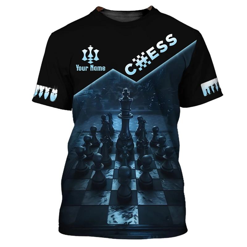 Cool Chess Pattern T Shirt For Men Customized 3D Printed T-Shirts Summer Fashion Round Neck Street Oversized Short Sleeve Tees