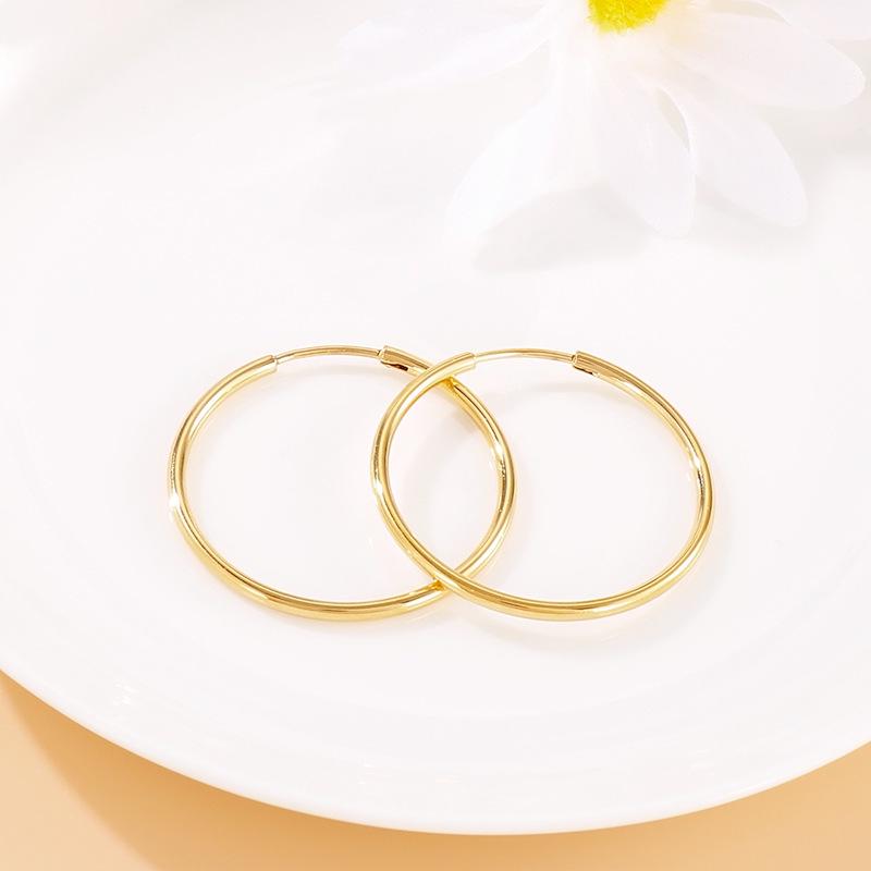 Men's and Women's Hand-Polished 304 Stainless Steel Round Wire Ear Cuffs and Studs