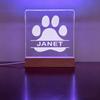 Personalized Dog Paw Acrylic Night Light Custom Pet Name Wooden Base Creative Tabletop Decor Lovely Present For Pet Owner