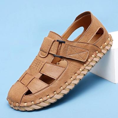 Modne męskie sandały na zewnątrz lato miękkie sandały męskie buty ręcznie szyte sandały skórzane miękkie buty codzienne męskie sandały plażowe