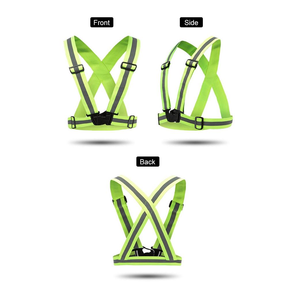 High Visibility Elastic Reflective Vest Belt Fluorescent Green Safety Strap for Night Running Cycling Construction