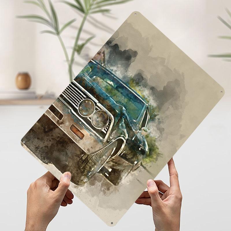 Vintage Car Printed Poster Customized Wall Art Retro Vintage Metal Tin Signs for Room Bedroom Decoration Aesthetic Office Decor
