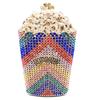 Popcorn White Clear/Red Evening Clutch Bag Wedding Purse Handmade Dazzling Women Shoulder Chain Handbags Party Cocktail Clutches