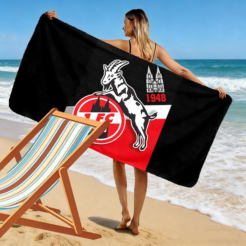 FC Köln Logo Aufdruck Strandtuch, Großes Weiches Schnelltrocknendes Handtuch für Strand Camping Schwimmen