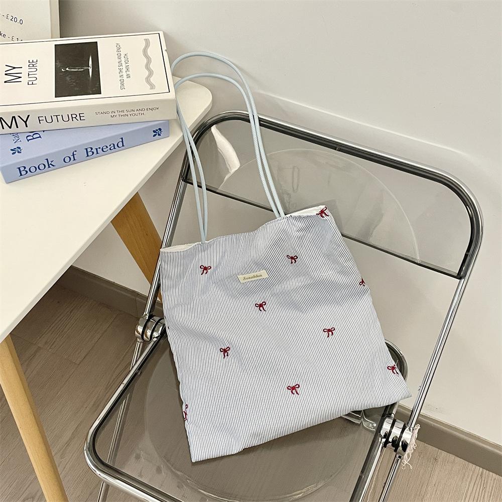 Lazy print sweet plaid shoulder shopping bag leisure commuter canvas bag tote bag