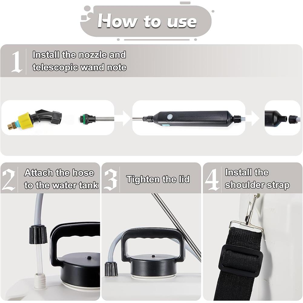 5L Ręczny Opryskiwacz Ciśnieniowy Elektryczny Plecakowy Opryskiwacz USB Ładowalny Automatyczny Opryskiwacz Butelka 3 Tryby do Trawy Ogrodu Chwastów