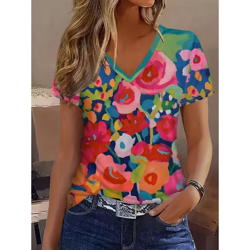 Women s Summer Comfortable Short-Sleeve Fashionable Versatile T-Shirt Simple and Elegant Top S