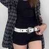 Antique Rivets Studded Waist Belt With Engraved Pattern Buckles PU Leather Pin Buckles Waistband For Women Jeans Pants