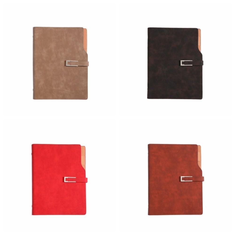 with Card Holder A5 Notebook Retro Meeting Minutes Book Fashion Loose Leaf Notebook  Students