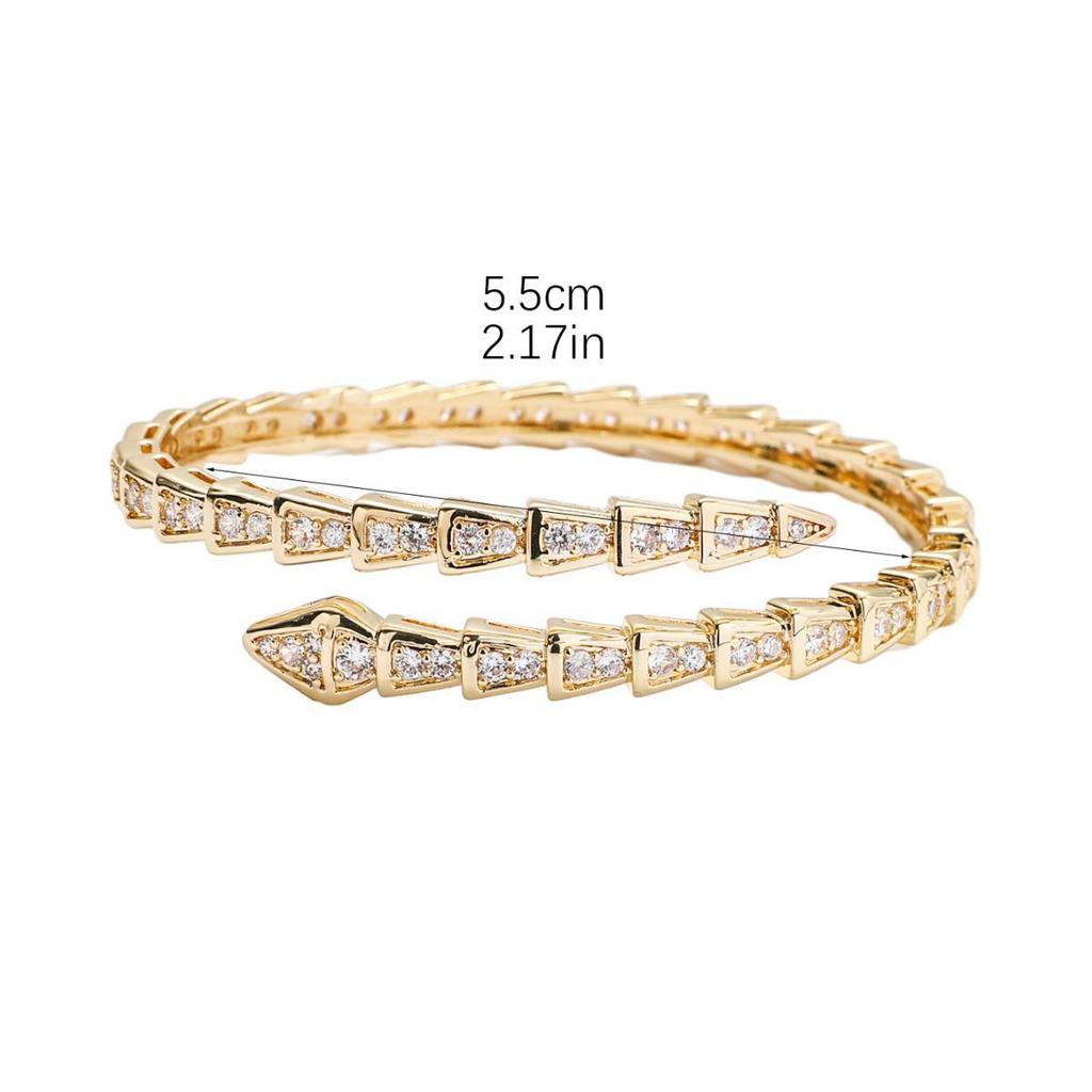 Diamond Snake Bracelet: Zircon Micro-Inlaid Women's Designer Piece with Niche Style, High-End Couples Nail Design.