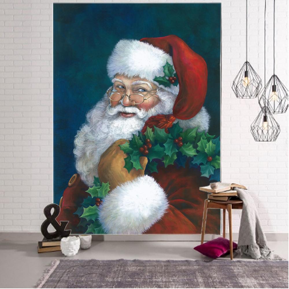 

Рождественские подарки фоновое украшение гобелен Санта-Клаус фоновое украшение гобелен Рождественское украшение дома гобелен 100x75cm