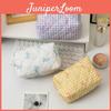 Korean Style Cotton Polyester Checkered Bow Makeup Bag With Zipper For Daily Use