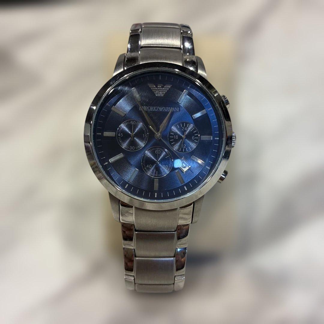 Used EMPORIO ARMANI watch chronograph blue dial
