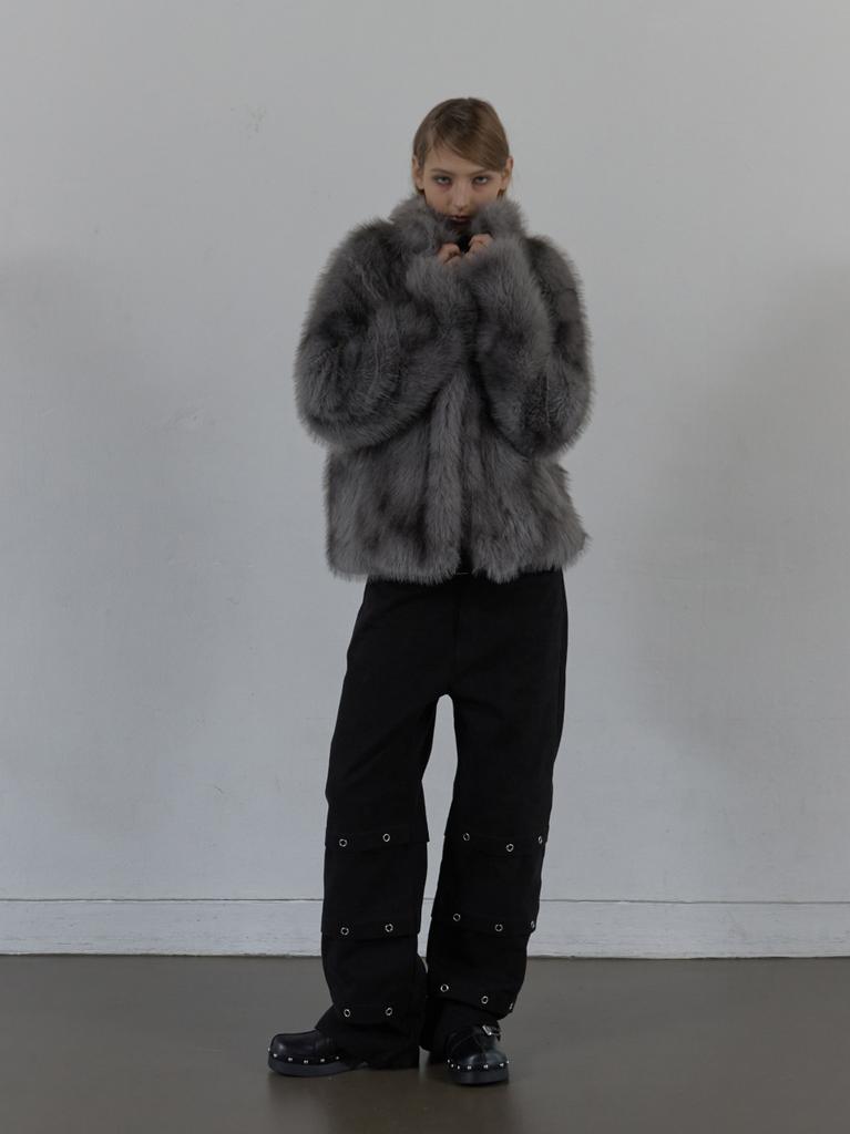 SETUP-EXE Pin Tuck Eyelet Pants / Black