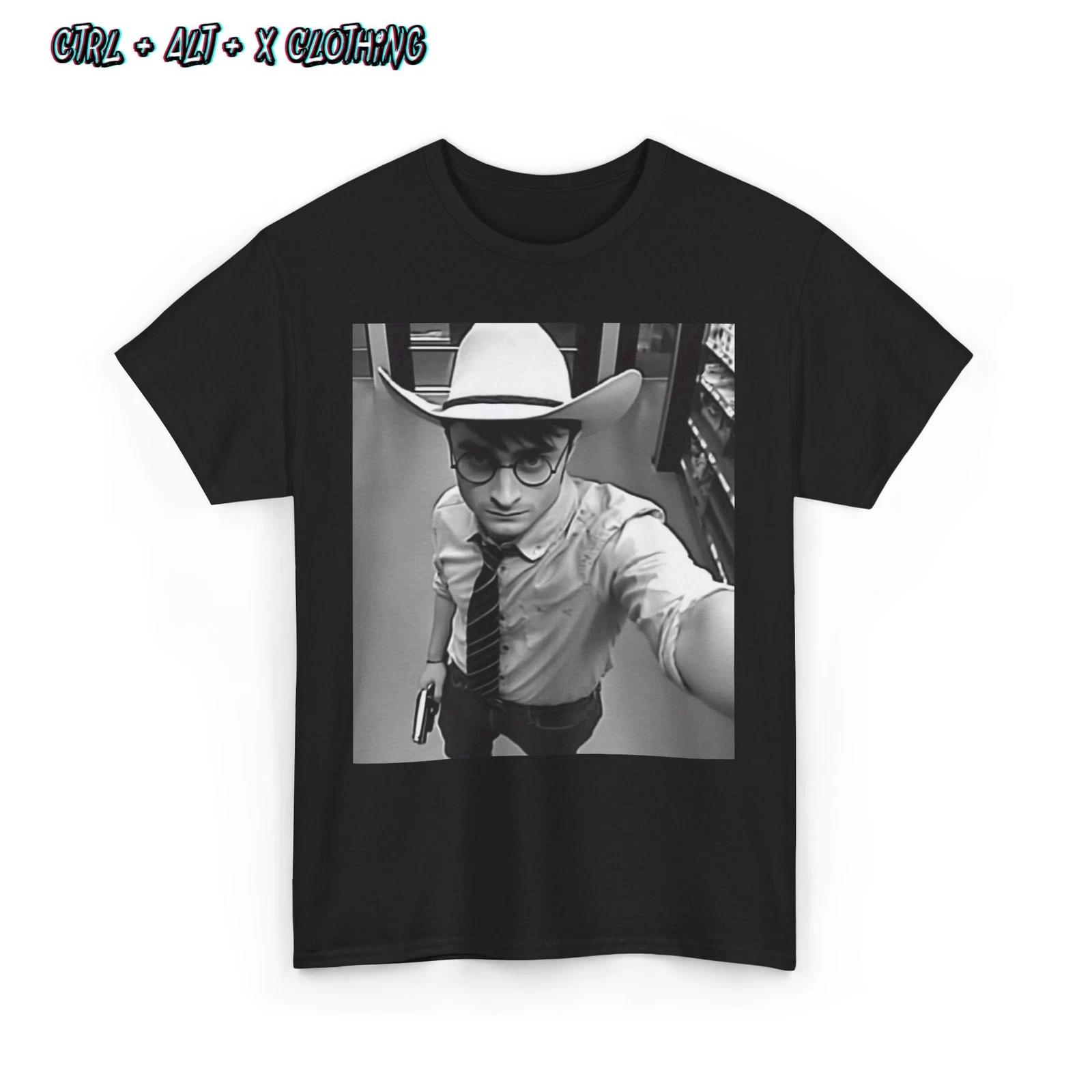 Harry Potter Gun Cowboy Unisex Tee Shirt, Magical Wizard Pistol Western T-Shirt, 4XL