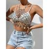 Magic Queen Cross-Border Sexy Cutout Nightclub Shiny Colorful Crystal Pendant Halterneck Short Vest Waistcoat