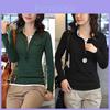Design Feeling Color Block Mock Two Piece T Shirt For Women With Stretch Cotton For Office Wear